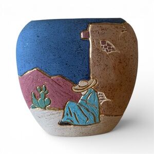 Vintage Handmade Southwestern Style Ceramic Vase